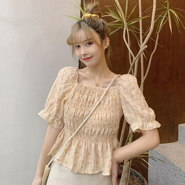 Women's Fashion Korean Style Summer Chiffon Lace Casual Blouse Shir